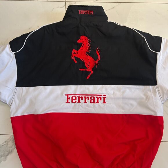 Ferrari F1 Racing Jacket Tri Colour â Vintage Embroidered Bomber - Picture 6 of 7